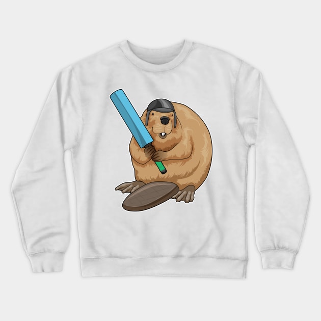 Beaver Cricket Cricket bat Crewneck Sweatshirt by Markus Schnabel